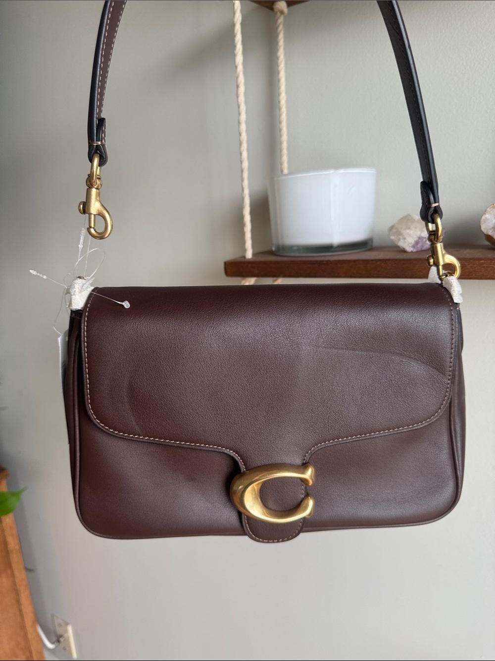 Coach Tabby Dark Brown Leather Shoulder Bag with Gold 'C' Hardware